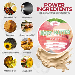 BE BEAUTIFUL EXTENSIONS peach pie butter spread on skin for smoothness