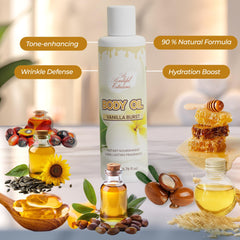 BE BEAUTIFUL EXTENSIONS body oil vanilla scent adds a comforting fragrance layer.