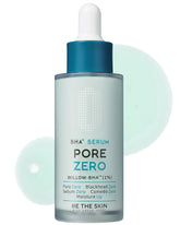 BE THE SKIN Pore Zero serum bottle shows gentle exfoliation for clearer pores.