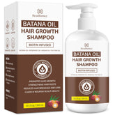 Beadlamey Root Activator Batana Oil Shampoo bottle pour showing product for daily use and easy application