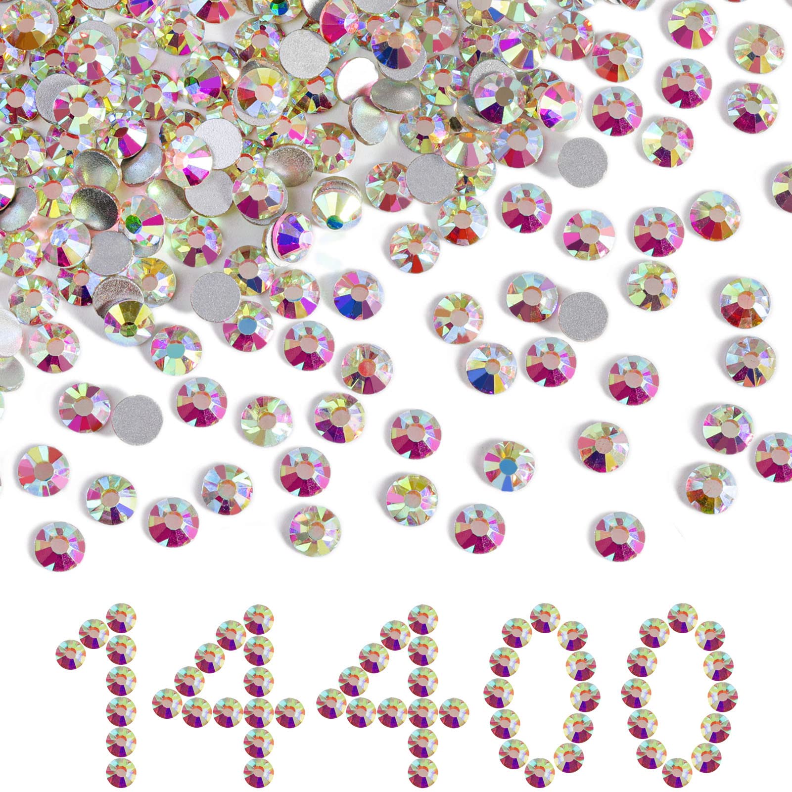 Beadsland flatback rhinestones SS12 display highlights vibrant sparkle for DIY crafts.