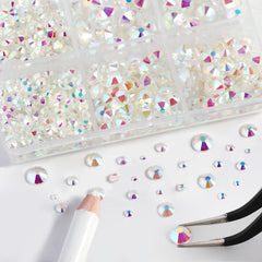 Beadsland glass rhinestones kit with tweezers for precise placement in crafts.