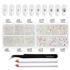 Beadsland SS3-SS30 size range enables versatile nail art designs.