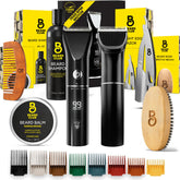 The Beard Club trimmer with eight guides enables precise beard lengths.