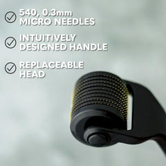 The Beard Club Premium Derma Roller weighted handle ensures steady microneedling