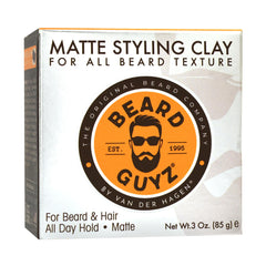 Beard Guyz Matte Styling Clay jar close-up showing pliable texture and hold
