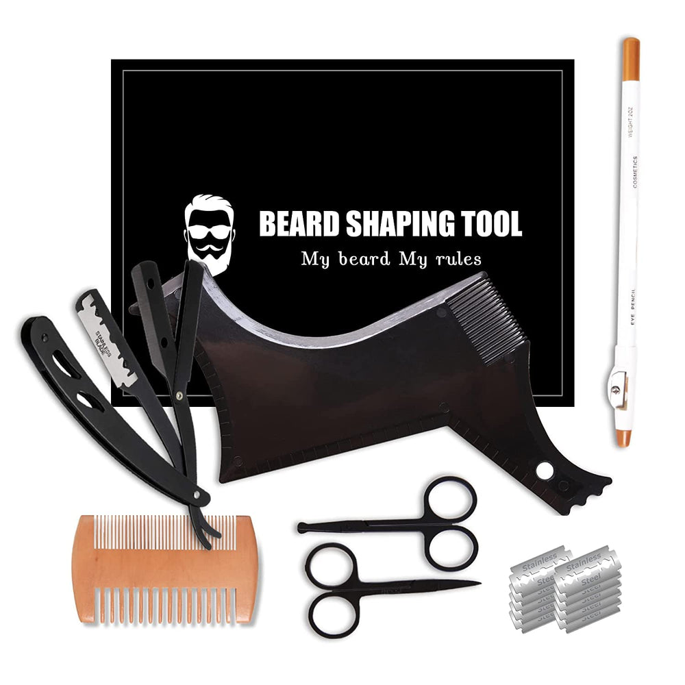 Beard Shaper Kit face guide helps map symmetry for a sharper jawline