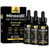 Beaueli five-percent minoxidil bottle for targeted scalp use.