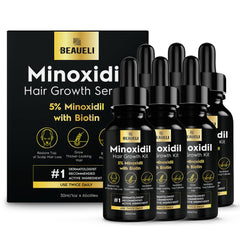 Beaueli minoxidil 5% bottle close-up for easy daily use and scalp support.