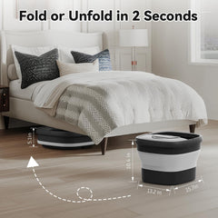 BEAUMOI compact foldable foot spa saves space in small rooms.