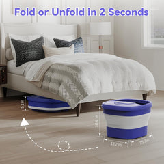 BEAUMOI collapsible foot spa folded for compact storage.