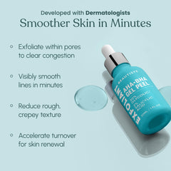 Beautiste AHA+BHA serum pump highlights deep pore cleansing benefits.