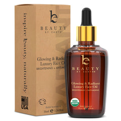 Beauty by Earth USDA Organic Face Oil bottle pour, lightweight hydration for dry skin