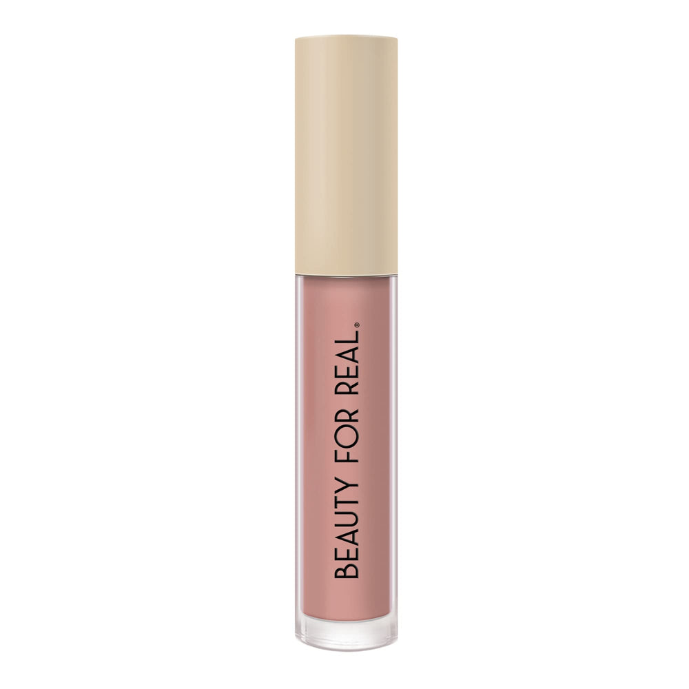Beauty For Real Be Seen Exposure lipstick bottle shows neutral beige nude shade for everyday wear