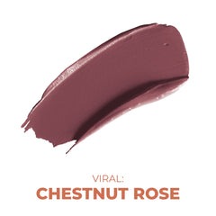 Beauty For Real Be Seen Chestnut Rose matte texture on lips.