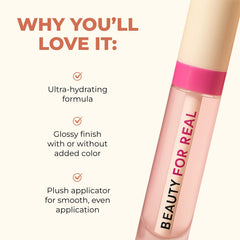Beauty For Real lips close-up highlights radiant gloss and healthy-looking lips