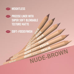 Beauty Glazed nude-brown lip liner swatches reveal rich matte payoff for defined lips.
