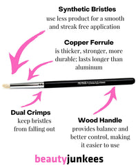 Beauty Junkees Pencil Brush tapered tip enables controlled inner corner and crease placement.