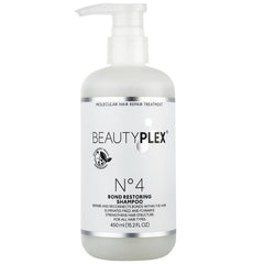 Beauty Plex No. 4 shampoo bottle highlighting bond repair and moisture for thinning hair