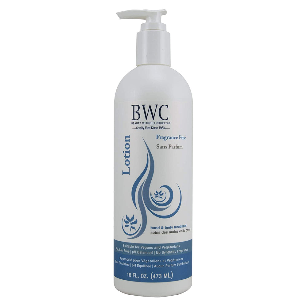 Beauty Without Cruelty Botanical Lotion fragrance-free 16 oz bottle for everyday hydration.