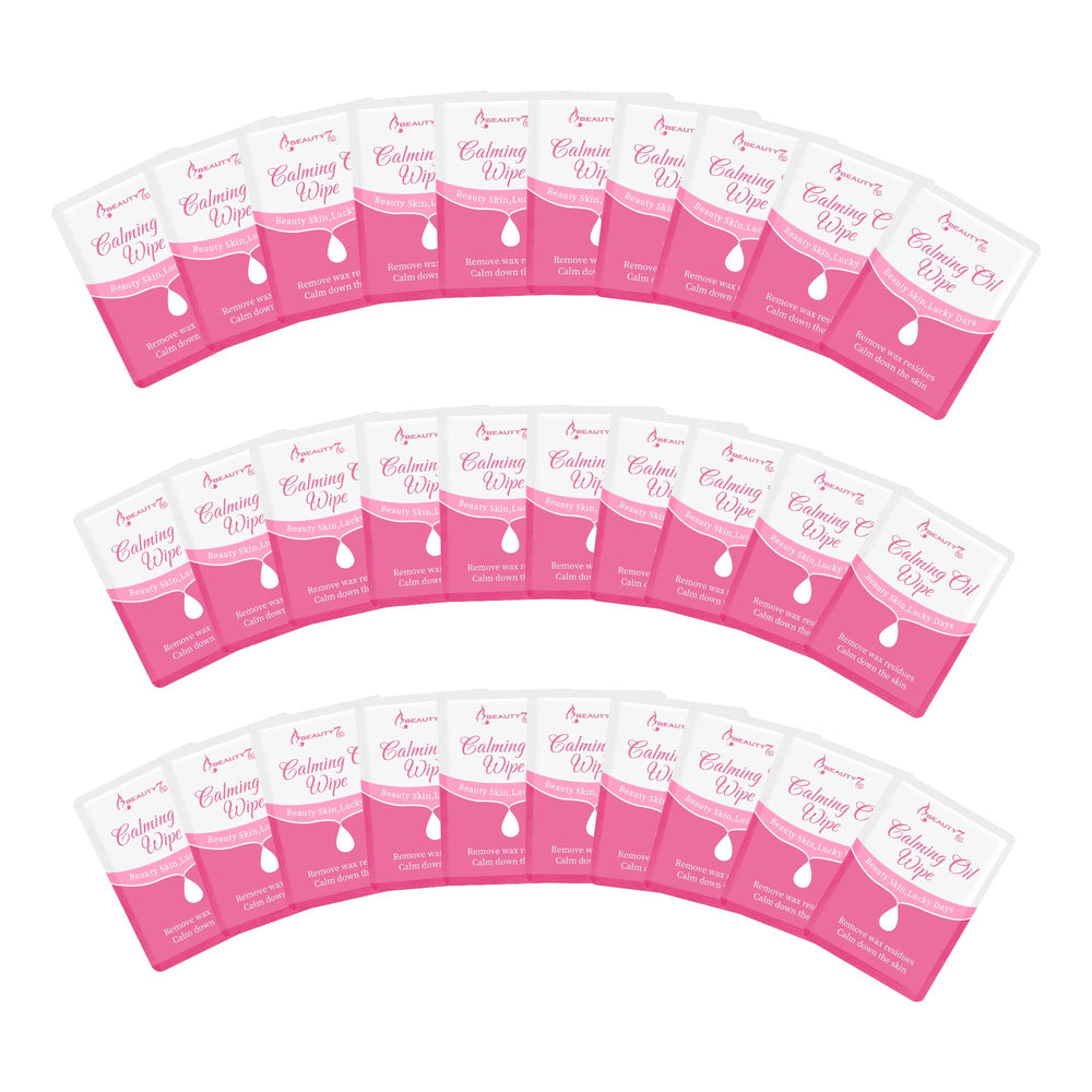 Beauty7 post wax calming oil wipes pack close-up for on the go use and redness reduction