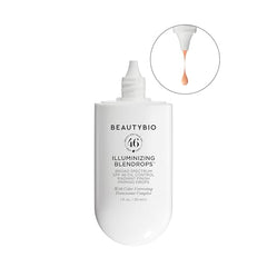 BeautyBio Blendrops SPF 46 illumination swirl on skin shows luminous dewy finish