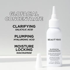 BeautyBio GLOfacial Niacinamide moisture-lock highlights barrier support and balanced hydration.