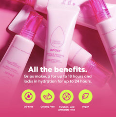 Beautyblender Boost ceramide-peptide ingredients graphic highlights skin nourishment