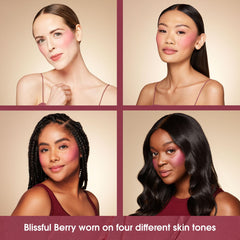 Beautyblender Bounce Liquid Whip Blush swatch on skin reveals radiant, long-lasting color.