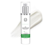Beauty Facial Extreme kp exfoliating lotion bottle on a bathroom counter promotes smooth, hydrated skin.