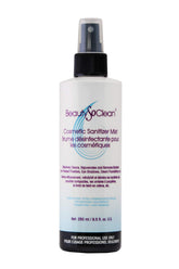 Beautysoclean Cosmetic Sanitizer Mist bottle front for quick makeup palette sanitation.