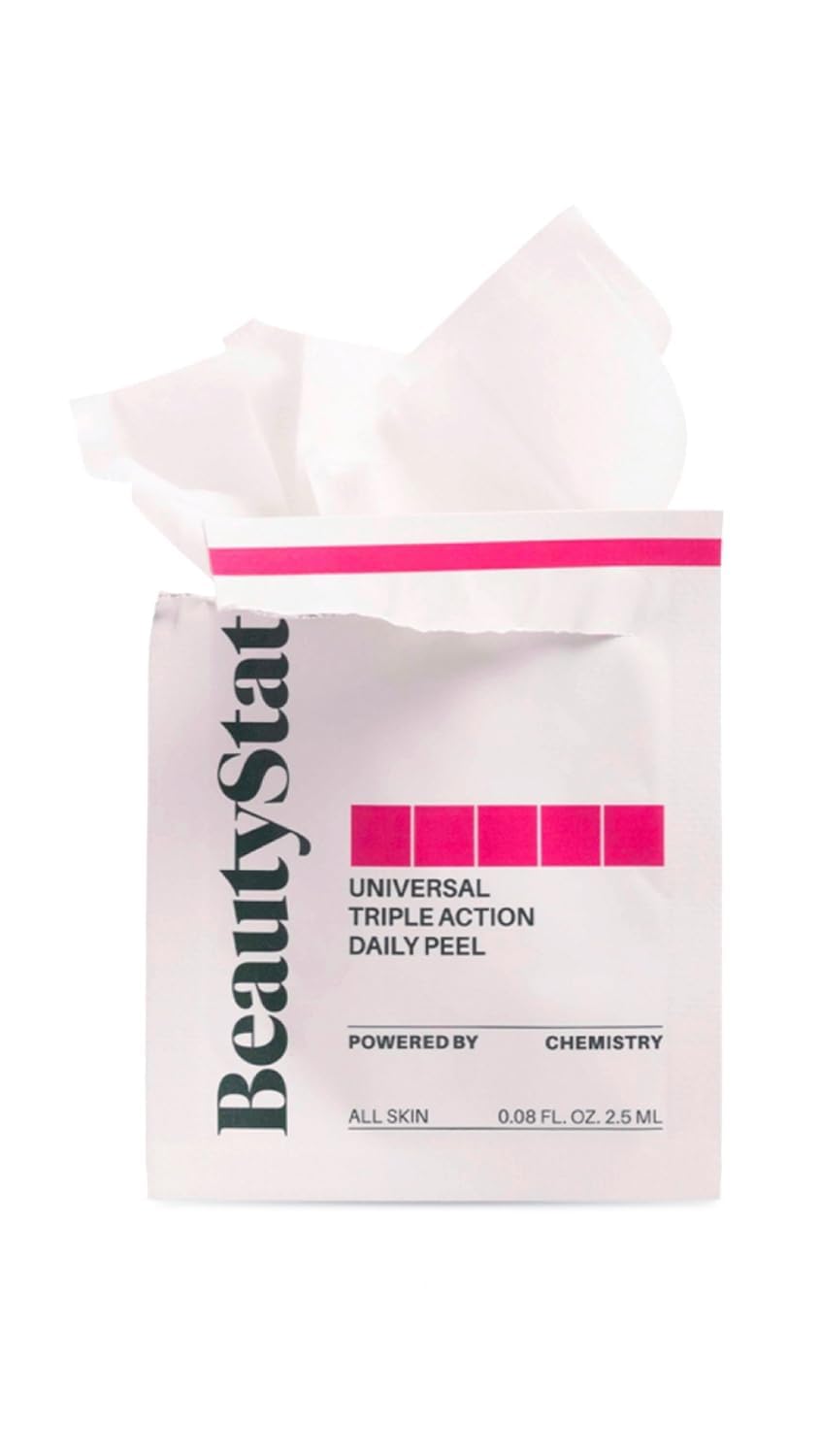 BeautyStat triple action peel pad packaging signals premium exfoliation