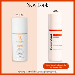 BeautyStat Universal C Skin Refiner dropper applying serum for brightening and even tone.