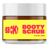 Becky walnut scrub jar closeup showing exfoliating texture for smooth skin