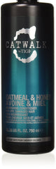 Bed Head Catwalk Oatmeal & Honey shampoo bottle delivering hydration and shine.