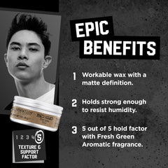 Bed Head Matte Separation Wax texture-definition creates a refined matte finish.