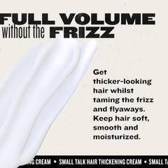 Bed Head thickening formula close-up highlights moisture and frizz control.