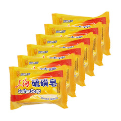 Bee & Flower Shanghai Sulfur Soap 3.4 oz bar close-up for deep cleansing.