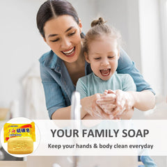 Bee & Flower sulfur soap six-pack packaging for family care.