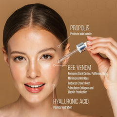 Bee & You Eye Serum being applied, showing quick absorption for refreshed eyes.