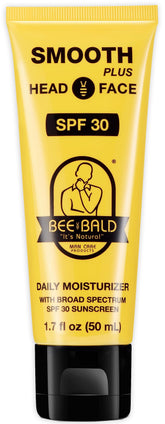 Bee Bald Smooth Plus SPF 30 bottle front for daily hydration and sun protection.