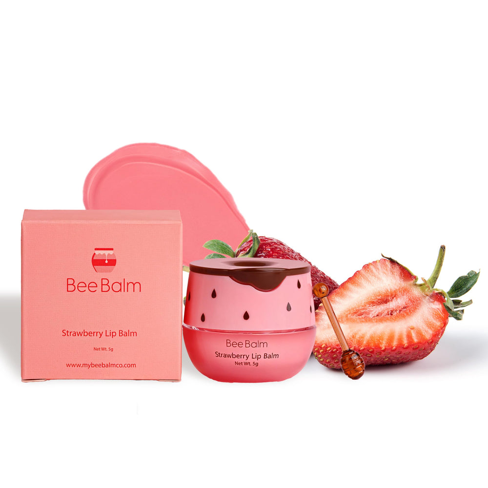Bee Balm Original Lip Balm strawberry honey pot hydrates dry lips