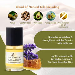 Bee Naturals Nail Cuticle Oil texture highlighting nourishing emollients.