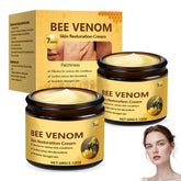 Bee Venom Skin Restoration Cream texture close-up highlighting rich hydration for all skin types.