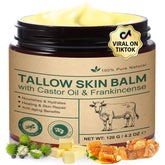 Beef Tallow Frankincense Balm jar demonstrates rich hydration for dry skin