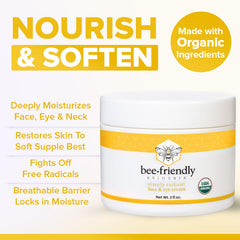 BeeFriendly application shot with fingertips applying the cream.