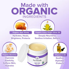 BeeFriendly Night Cream applied on face, neck and décolleté for multi-area hydration.