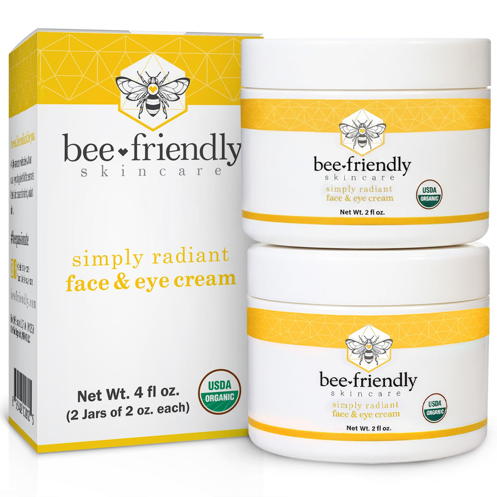 BeeFriendly Organic Face Eye Cream Jar Closeup: rich hydration for delicate skin