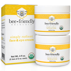 BeeFriendly Organic Face Eye Cream Jar Closeup: rich hydration for delicate skin