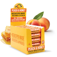 Beekeeper Made beeswax lip balm 40-count bulk pack for smooth lips with peach scent.